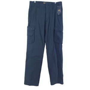 Lee Mens Relaxed Fit Cargo Pants 31x32 Black Ripstop High Rise Straight Leg